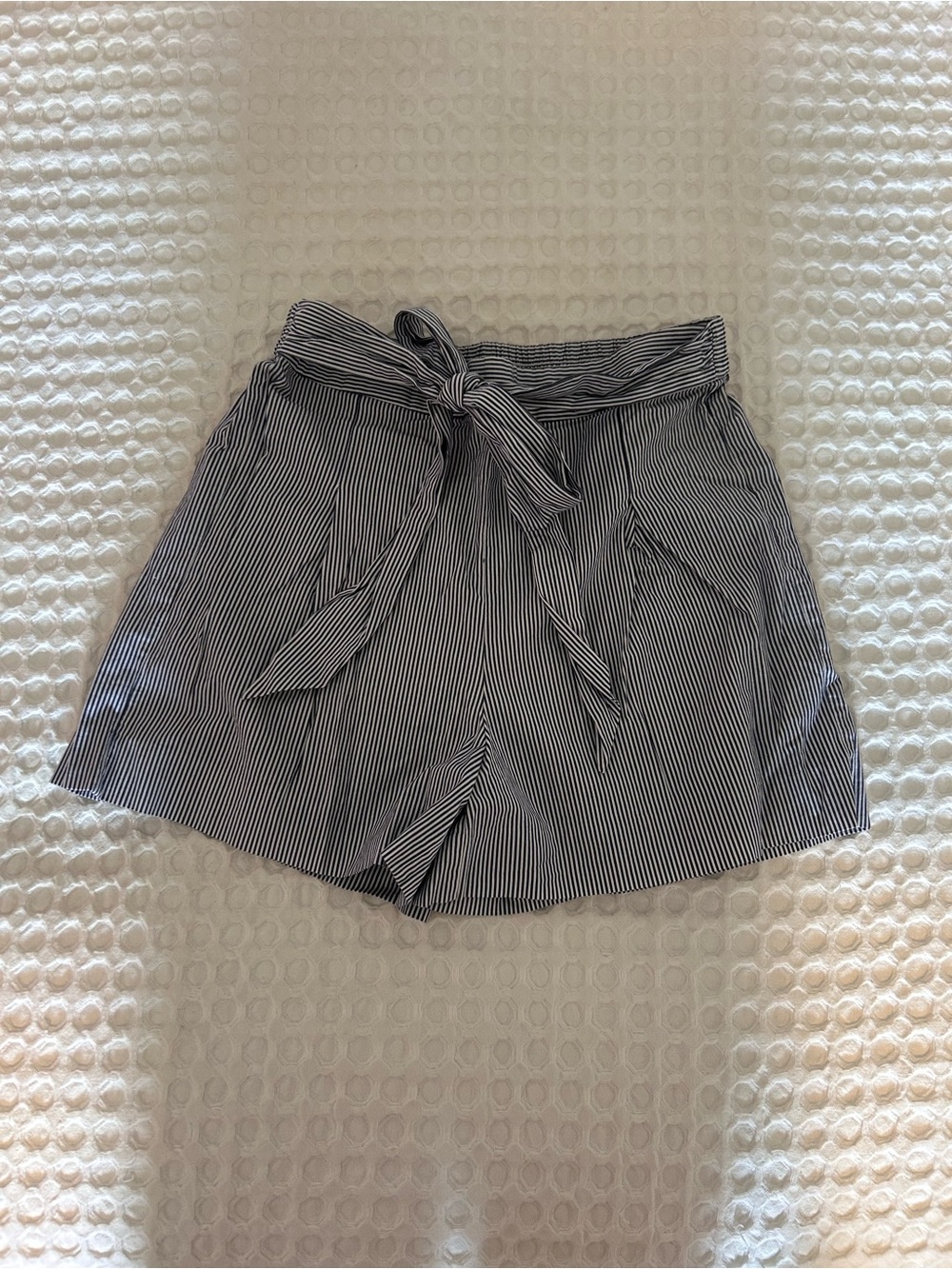 J. Crew Factory Navy and White Striped Paperbag Waist Shorts